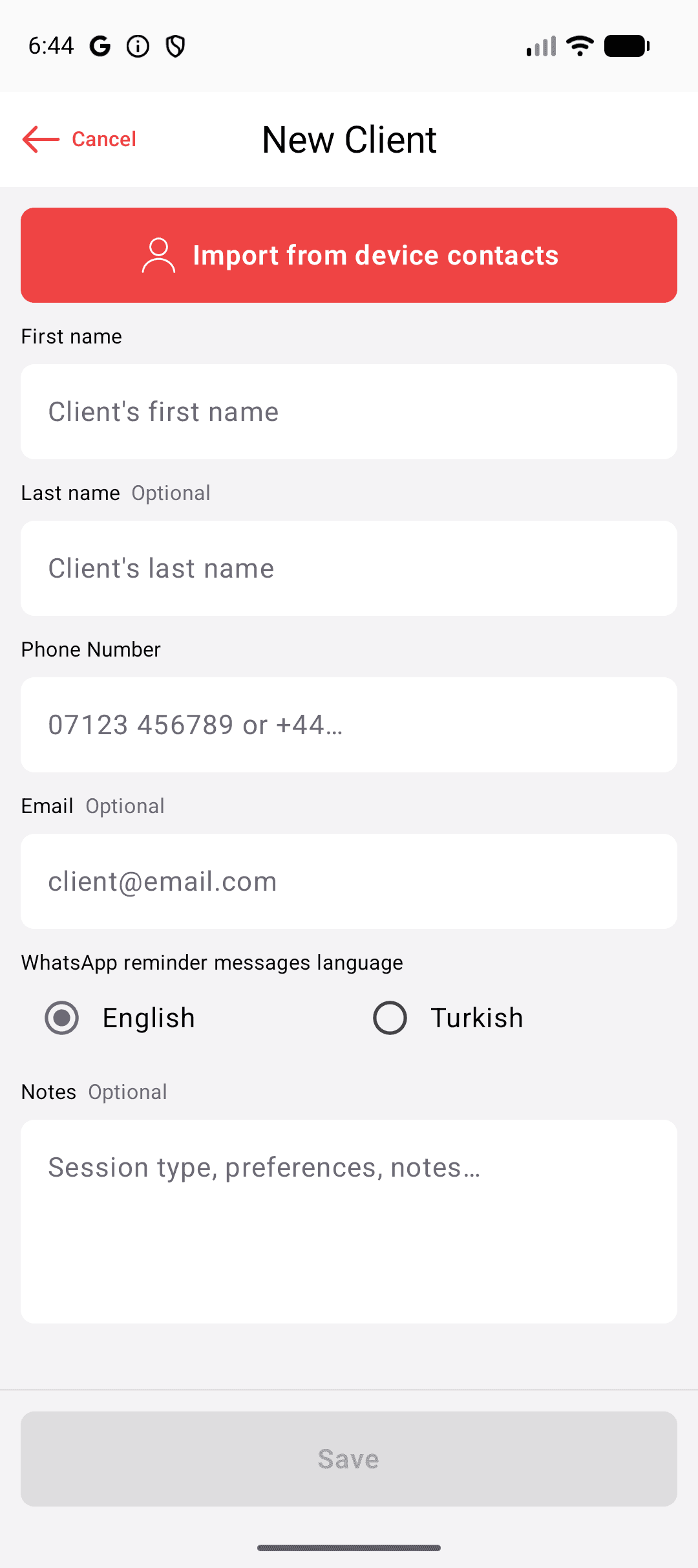 Adding a new client