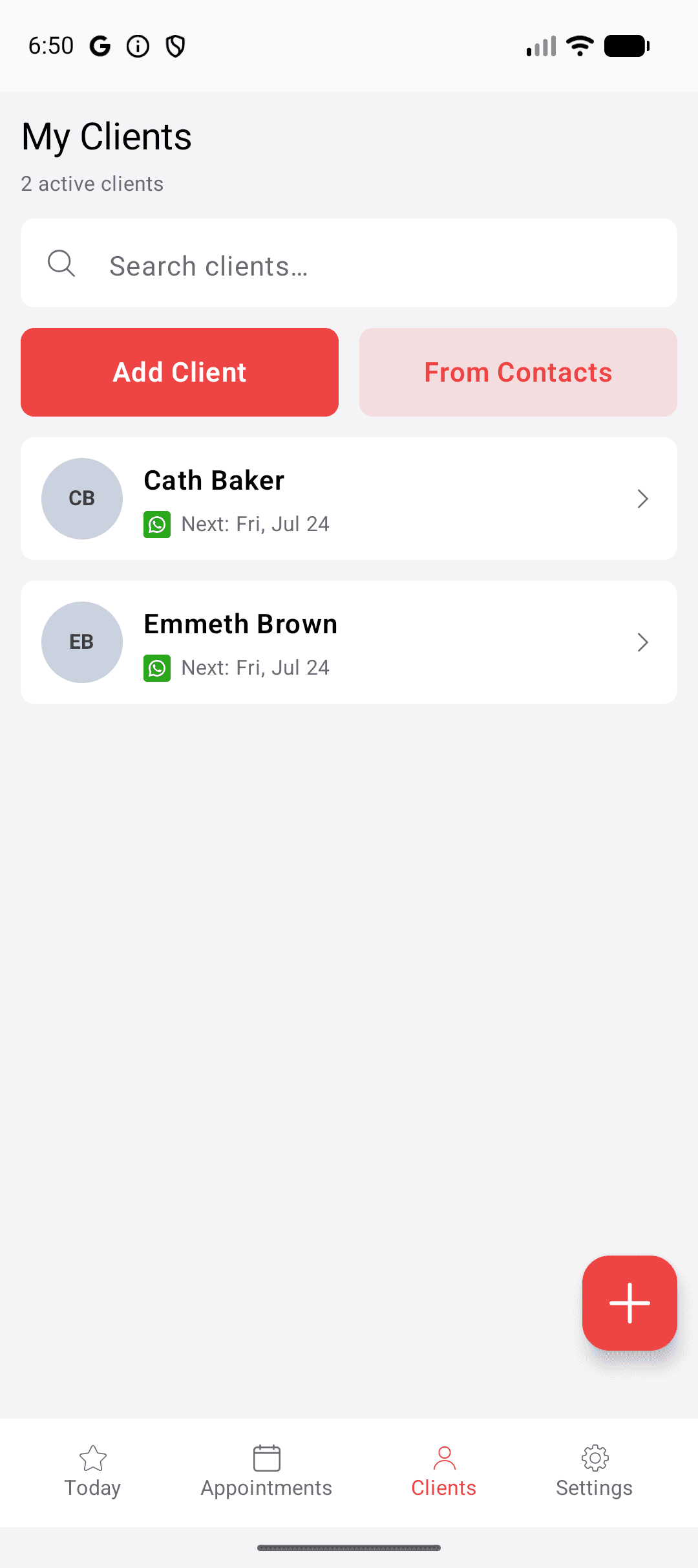 Seneca Notify client list