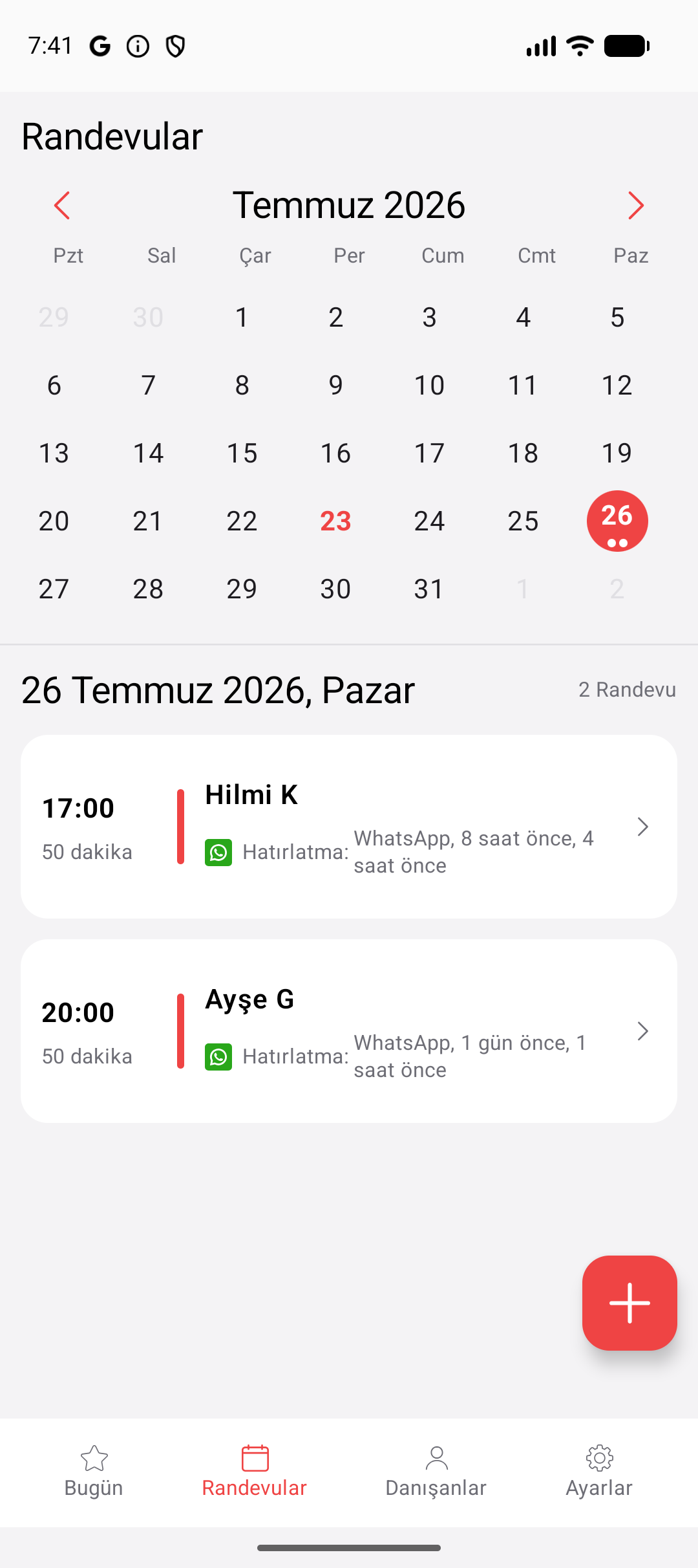 Seneca Notify randevu takvimi
